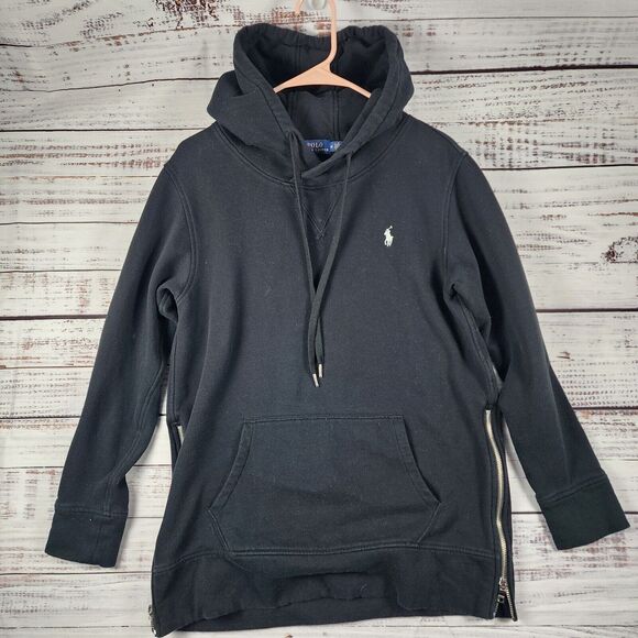Polo by Ralph Lauren Tops - Ralph Lauren Women's Black Side Zip‎ Pullover Hoodie - Medium Rare
